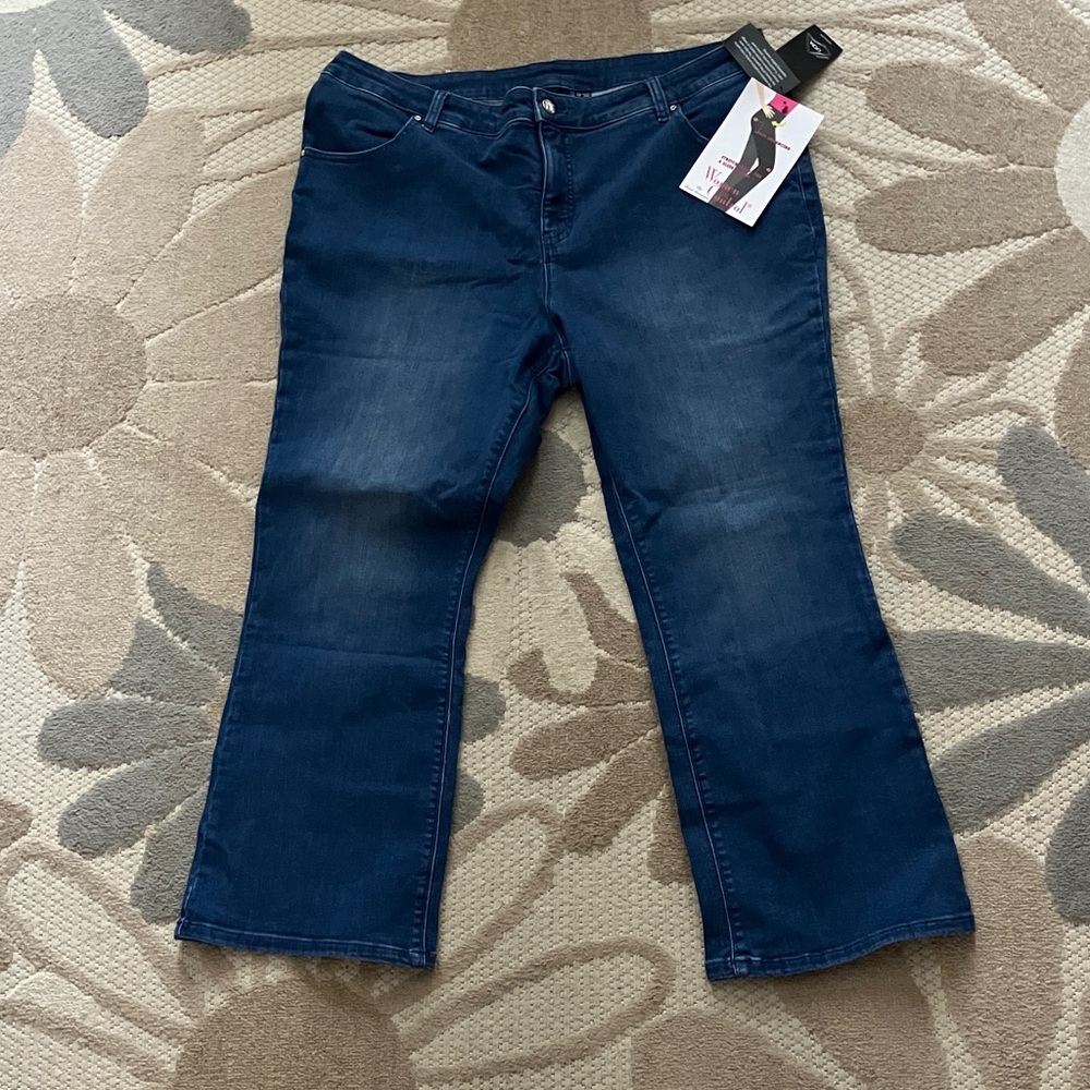 Women with Control Dark Blue Petite Flare Jeans